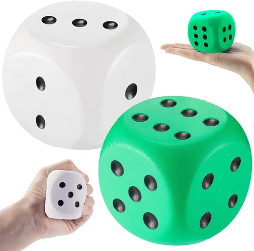 Miniatura 11 de Zomiboo 2 dados grandes de espuma de 2.3 pulgadas para el aula, gigantes de 6 caras, decoración de fiesta de casino, juguete para aliviar la azul