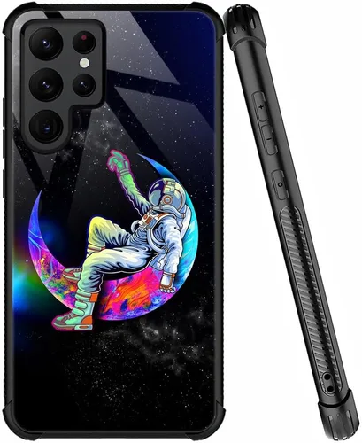 Miniatura 51 de ZHEGAILIAN Funda compatible con Samsung Galaxy S22 Ultra, funda de vidrio orgánico para niñas, mujeres y hombres, diseño de cuatro esquinas, Cabeza