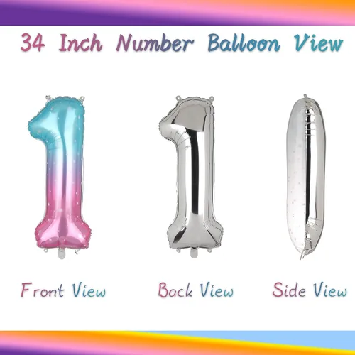 Miniatura 3 de Globos de 34 pulgadas con el número 5, globos de aluminio de Mylar para helio, globos digitales de helio, boda, despedida de soltera, aniversario