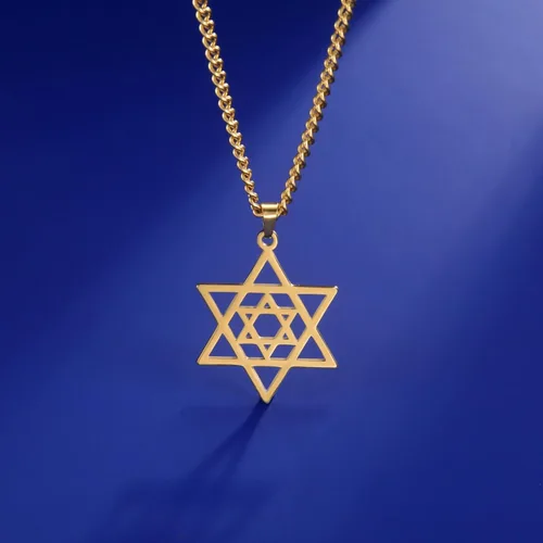 Miniatura 21 de EUEAVAN Collar con dije de estrella de David contra el mal de ojo de seis puntas con dije de estrella de David, hexagrama demoníaco religioso