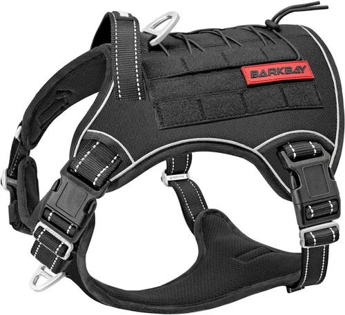 Arnés BARKBAY táctico para perro grande, arnés tipo chaleco para perro pesado, para servicio militar, chaleco MOLLE para perro de trabajo, con