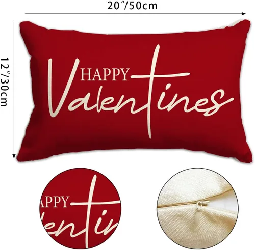 Miniatura 3 de Fundas de almohada para el día de San Valentín de 12 x 20 pulgadas, diseño de corazón rosa, decoración para sofá, decoración del hogar