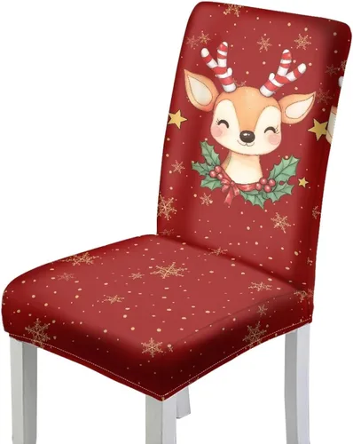 Miniatura 15 de HUGS IDEA Christmas Seat Covers for Dining Room Chairs Set of 6 Music Notes Stretch Chair Slipcovers Protector Removable and Washable Kitchen Dining