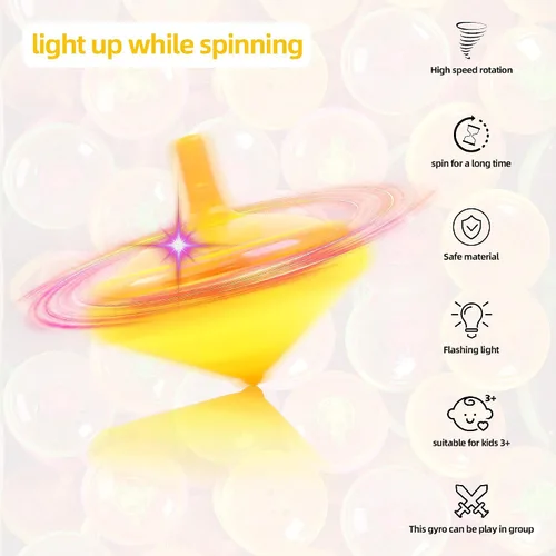 Miniatura 6 de PROLOSO 100 piezas iluminan para arriba Spinning Tops LED intermitentes con giroscopio