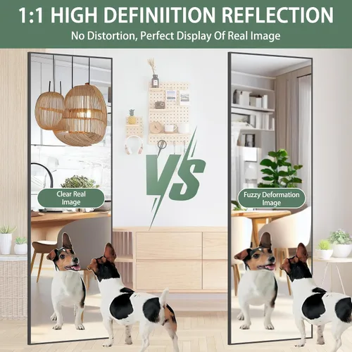 Miniatura 4 de Hasipu - Espejo de puerta de cuerpo completo, espejo de pared de 51 x 16 pulgadas para colgar sobre la puerta, espejo de cuerpo completo para Negro