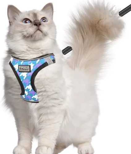 Miniatura 8 de Arnés para gatos y correa a prueba de escapas, arnés de malla suave para gatos y mascotas con rayas reflectantes