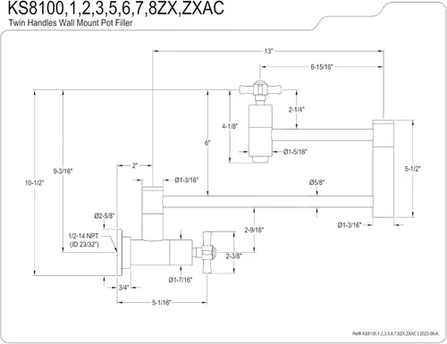 Miniatura 6 de KINGSTON BRASS KS8108ZX Millennium - Llenador de ollas de níquel cepillado cepillado níquel