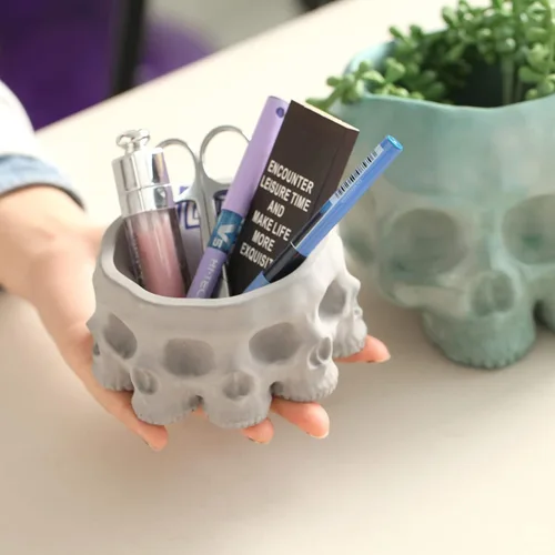 Miniatura 2 de Nicole - Moldes de silicona para hormigón, diseño de calavera 3D, para suculentas, maceta de bricolaje, decoración del hogar, cactus para SH0862