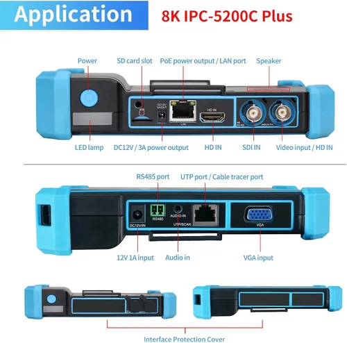 Miniatura 2 de Rsrteng Probador de cámara IP con trazador de cables, IPC-5200C Plus 8MP AHD CVI TVI SDI CVBS Prueba de cámara IP 4K HD Monitor de video 5 pulgadas