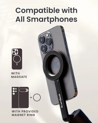 Miniatura 4 de KraftGeek Trípode magnético para teléfono con MagSafe para iPhone, trípode de 64 pulgadas con soporte para selfie y grabación de video, vlogging