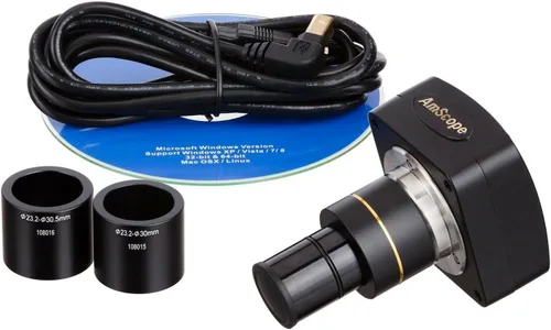 Miniatura 5 de AmScope SM-1TSZ-144S-5M Microscopio Digital Profesional Trinocular Estéreo, Lentes WH10x, Aumento 3.5X-90X, Objetivo de Zoom 0.7X-4.5X, Anillo