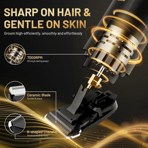 Miniatura 7 de Maquinilla de afeitar eléctrica para hombres, impermeable IPX7, para sienes, ingle, nariz, pelos de oídos, barba, recortadora de vello corporal, kit