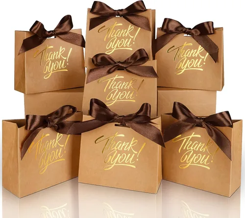 Miniatura 11 de Paquete de 60 pequeñas bolsas de regalo de agradecimiento, 4.5 x 1.8 x 3.9 pulgadas, cajas de regalo de fiesta con cinta de lazo, pequeñas bolsas