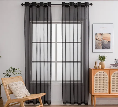 Miniatura 42 de PI - Cortinas traslúcidas con paneles pequeños, cortina transparente para ventana de cocina, mirador, 2 paneles