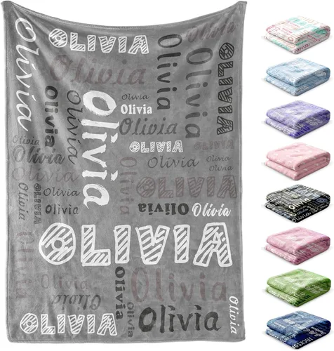 Miniatura 12 de Manta personalizada con nombre, 4 tamaños, manta personalizada para adultos, niños, bebés, regalos personalizados, manta con nombre, Navidad, Día