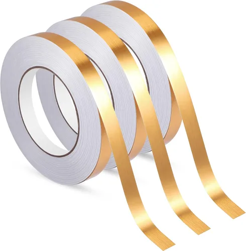 Zonon 3 rollos de cinta Washi dorada de 0.2 pulgadas, 0.4 pulgadas, 0.6 pulgadas, 54.7 yardas, película metálica autoadhesiva de poliéster para