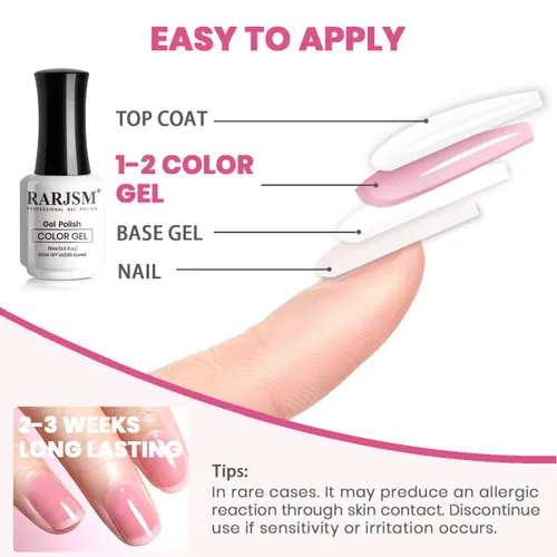 Miniatura 7 de RARJSM Esmalte de Uñas en Gel Nude Transparente Rosa Saludable Claro Esmalte de Uñas en Gel Nude Transparente Rosa Intenso Gelatinoso Barniz de Uñas