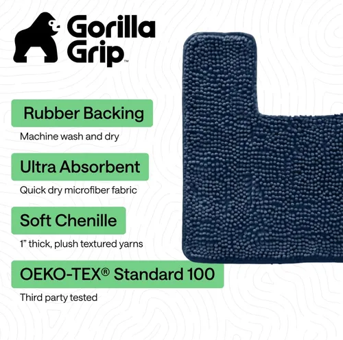 Miniatura 440 de Gorilla Grip - Tapete de baño de felpilla gruesa, suave y absorbente, secado rápido, de microfibra, con reverso de caucho, para piso de ducha, Nube