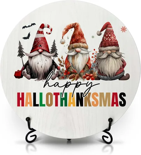 Miniatura 9 de Decoraciones navideñas para el dormitorio del hogar, letrero redondo de madera de cacao caliente con soporte de hierro para estante de mesa de Hot