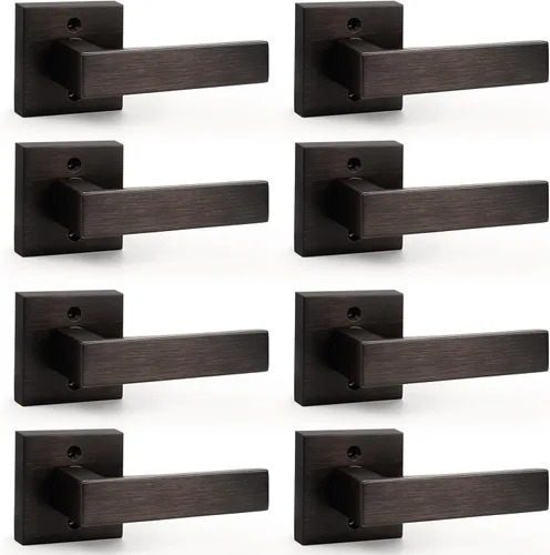 Miniatura 33 de Probrico Paquete de 4 manijas de puerta simuladas en negro mate, manijas interiores que no giran, manijas reversibles resistentes para interiores