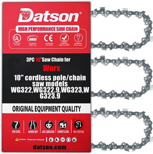 3 cadenas de motosierra de 10 pulgadas para motosierra Worx WG323 WG323.9, cadena de repuesto de 10 pulgadas para motosierra Worx WG322 WG322.9