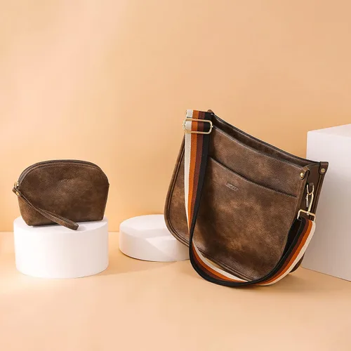 Miniatura 6 de HKCLUF Bolso cruzado para mujer, 2 piezas, de cuero, con 2 correas ajustables de leopardo, bolsa cruzada