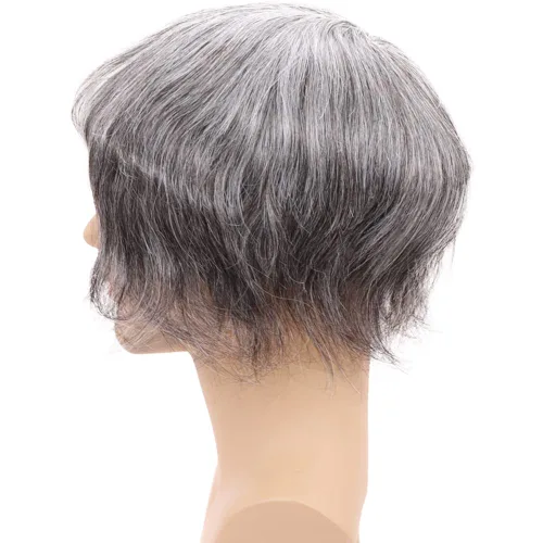 Miniatura 4 de Tupé de cabello humano europeo para hombres, suave encaje suizo completo, sistema de reemplazo de cabello, extensiones de cabello de 10 x 8 1B