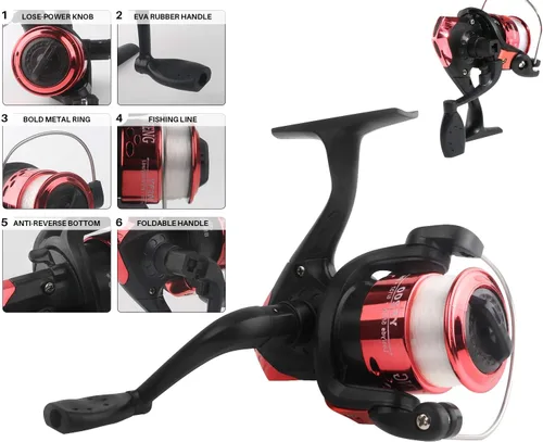 Miniatura 5 de Combo de Caña de Pescar Telescópica con Carrete 2pcs 5.9FT/6.89FT Caña de Pescar Plegable Carrete Giratorio Señuelos Bolsa de Aparejos Equipo