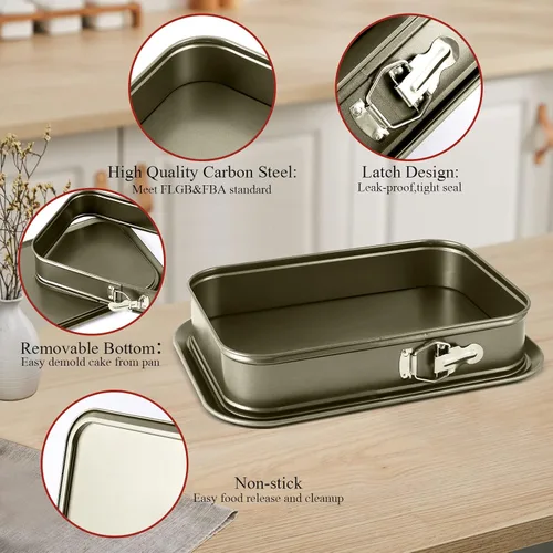Miniatura 4 de Kenond Gran Molde Desmontable para Pastel, Molde Rectangular para Cheesecake de 14 x 11 Pulgadas, Utensilios para Hornear Tiramisu con 50 Piezas