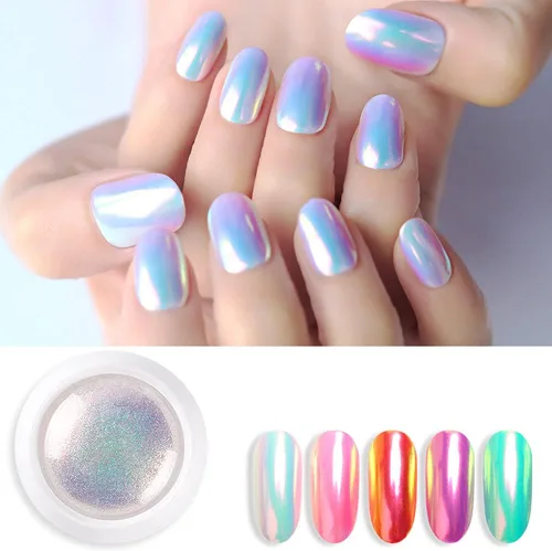 Miniatura 2 de Barniz, espejo mágico efecto neón polvo brillante perla uñas brillo uñas arte decoraciones