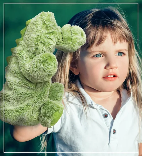 Miniatura 7 de DolliBu - Marioneta de mano de cocodrilo de peluche para niños, juguete de peluche suave para espectáculos de marionetas, teatros de marionetas