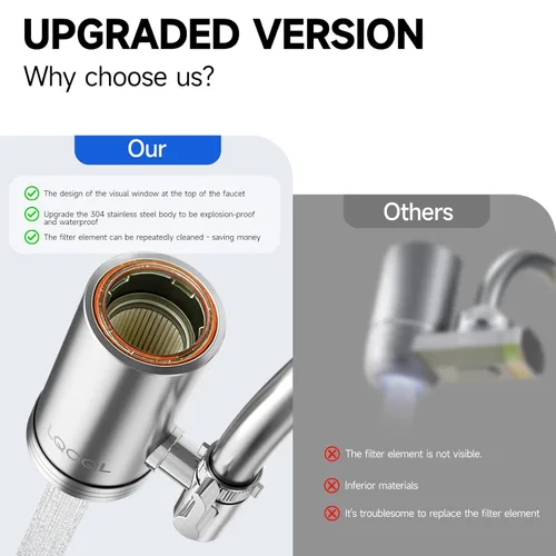 Miniatura 4 de Filtro de agua para grifo de fregadero, purificador de agua de acero inoxidable 304 para fregadero de cocina, reduce PFAS, plomo, cloro