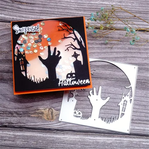 Miniatura 13 de Lapoo Troquel de corte de metal de Navidad para álbumes de recortes, fondos 3D, troqueles de corte de marco, decoración de álbum de bricolaje