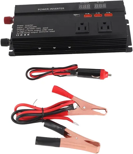 Miniatura 3 de para inversor 12v a 110v Gorgeri Metal 6000W DC 12V a AC 110V convertidor de coche USB adaptador de coche con pantalla LCD