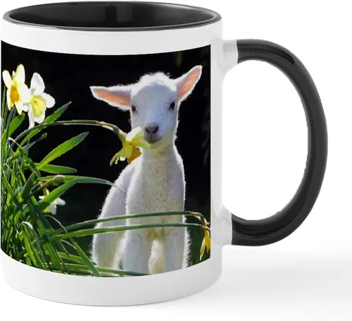 Miniatura 7 de CafePress EASTER LAMB AND FLOWERS - Taza de café de cerámica de 11 oz (11.0 fl oz)