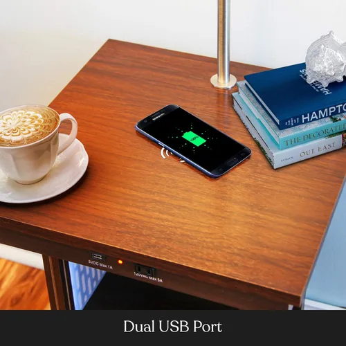 Miniatura 7 de Brightech Madison - Mesa auxiliar con lámpara combinada, lámpara de escritorio con almohadilla de carga inalámbrica y puerto USB, lámpara de lectura