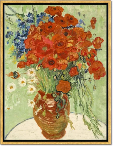 Miniatura 8 de Wieco Art - Arte enmarcado para pared de "Varios amapolas rojas y margaritas" por Vincent Van Gogh, reproducción de pinturas, lienzos abstractos