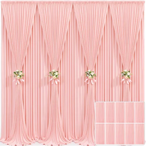 Miniatura 24 de Cortina de fondo beige de 10x10 para bodas y fiestas, cortina de fondo beige sin arrugas para fotos, cortinas de fondo para decoración de baby Gris