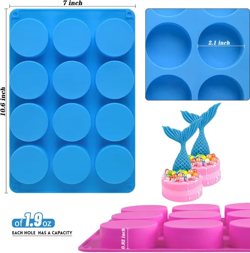 Miniatura 3 de Sakolla 3 piezas de moldes redondos de silicona para galletas de chocolate, moldes cilíndricos de 12 cavidades para Oreos cubiertas de chocolate