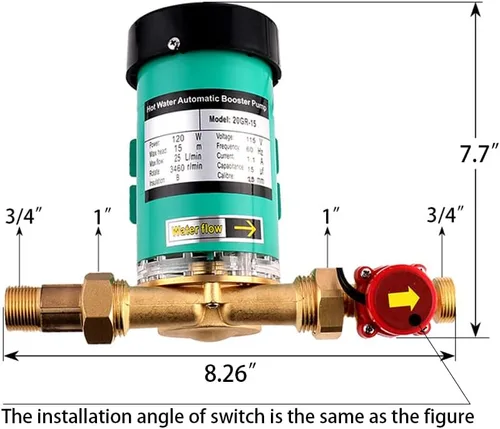 Miniatura 2 de Bomba de refuerzo de presión de agua automática Shyliyu Máx.H 49 pies Máx.Flujo 7 GPM Bomba de refuerzo para ducha Bomba circuladora de agua Bomba