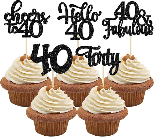 Miniatura 23 de 30 piezas Adornos para pastel de cumpleaños de 6 años, seis brillos, hola 6, púas para cupcakes, felicitaciones a los 6 años, decoraciones