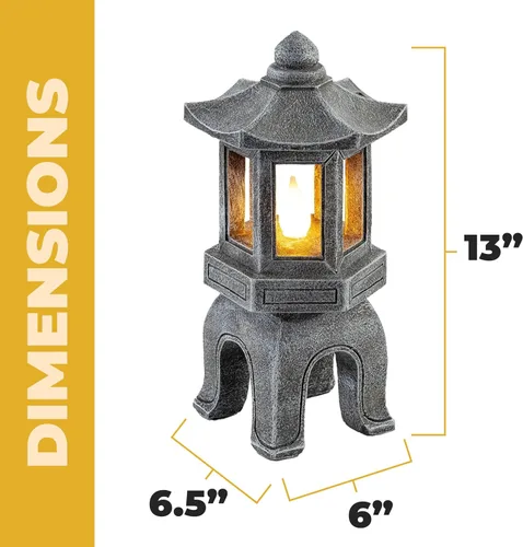 Miniatura 3 de VP Home Estatua asiática alimentada por energía solar, decoración de jardín de pagoda, linterna de jardín zen al aire libre, luz LED parpadeante