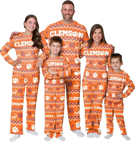 Miniatura 12 de FOCO NCAA para mujeres - Conjunto de pijamas familiares navideños a juego con patrón feo del equipo universitario de la NCAA Patrón feo navideño
