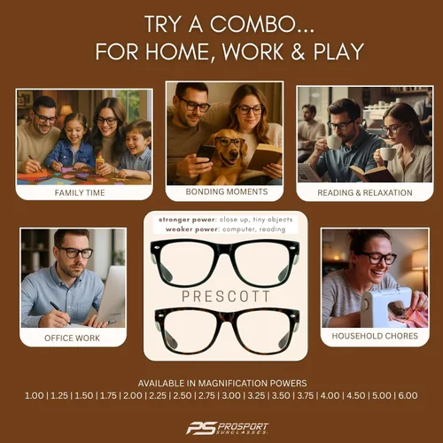 Miniatura 6 de proSPORT Gafas de lectura inspiradas retro vintage para hombres y mujeres, con alta ampliación disponible