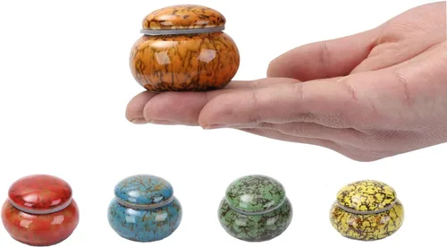 Miniatura 9 de Urna pequeña para cenizas humanas – Urna artesanal de 1.6 pulgadas – Hermosas urnas de recuerdo pequeñas – Mini urna hecha de cerámica – Capacidad
