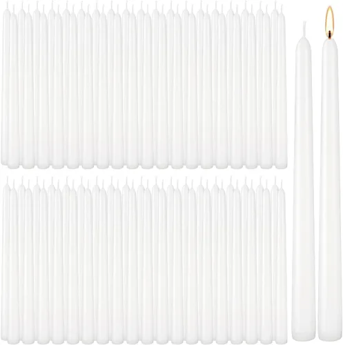 Miniatura 23 de Paquete de 14 velas cónicas rojas altas – Vela roja sin goteo de 10 pulgadas sin perfume – Cera de parafina con mechas de algodón – 8 horas