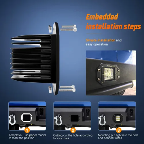 Miniatura 6 de Nilight - NI23C-18W 2 piezas de 18 W de luz LED de inundación para trabajo, luces de conducción, barra de luz LED, luces LED todoterreno, montaje