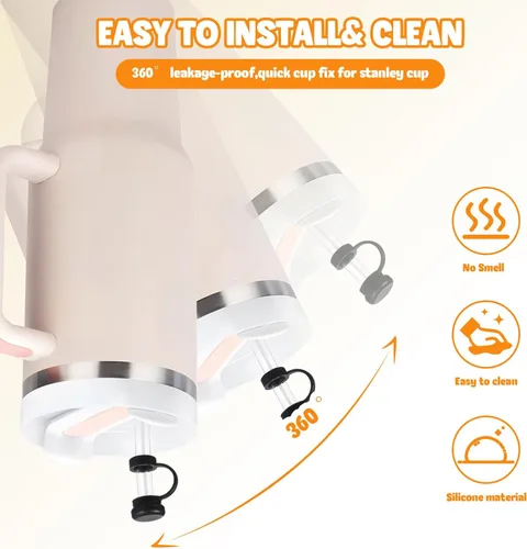 Miniatura 3 de MAGICLULU 6 juegos de tapones de silicona para popotes, tapones antidesbordamiento para vasos, ajuste seguro, accesorios versátiles para vasos