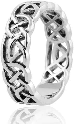 Miniatura 2 de Mimi Anillo del cordón tejido de la trinidad Celta, de plata fina