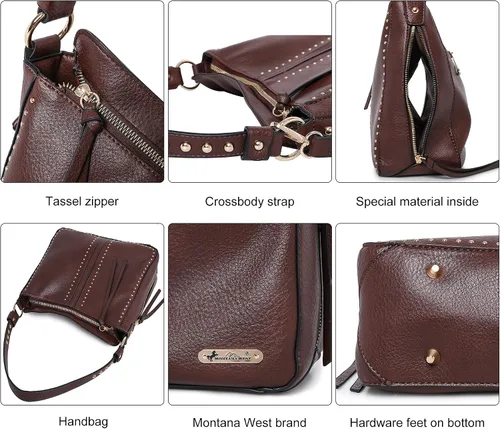 Miniatura 6 de Montana West - Bolsos de mano para mujeres aptos para porte oculto de arma. Bolsos de cuero tipo bandolera. Juego de tres piezas.
